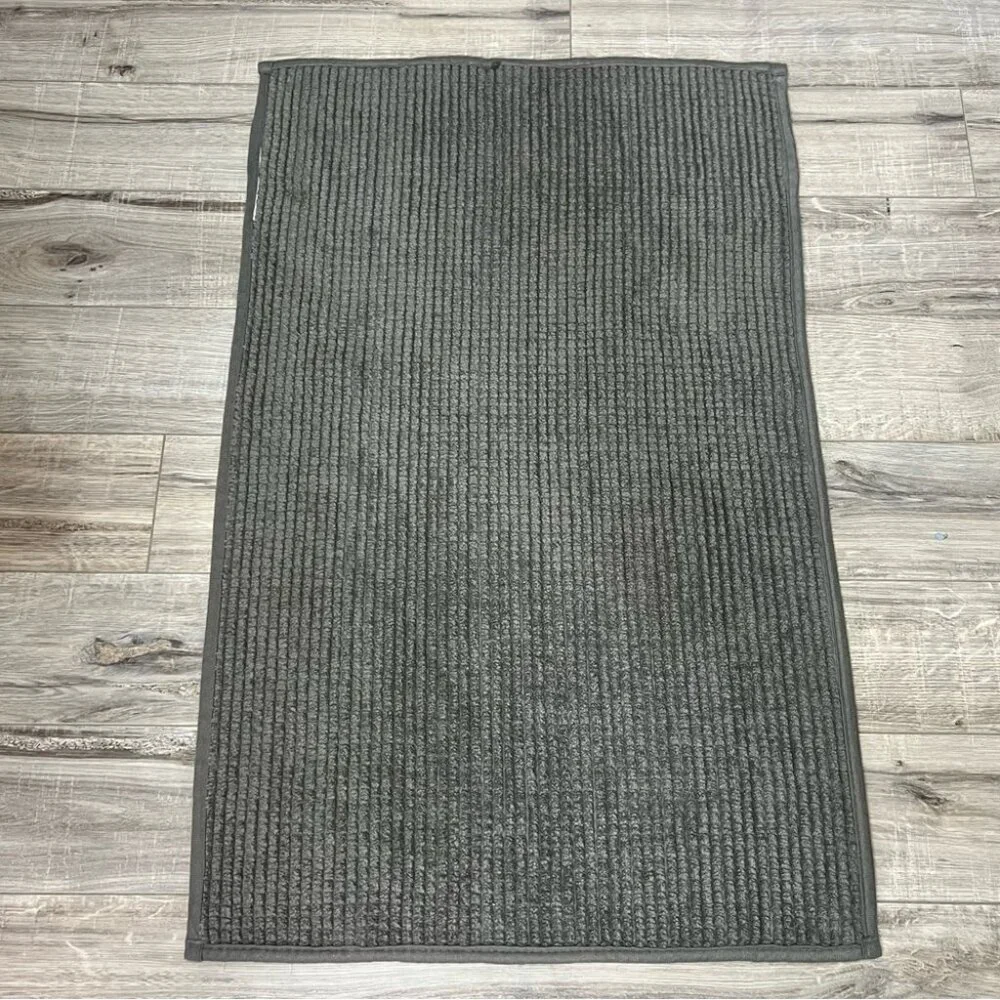 Bath mat grey furry soft plush Dark Gray Ribbed Rug